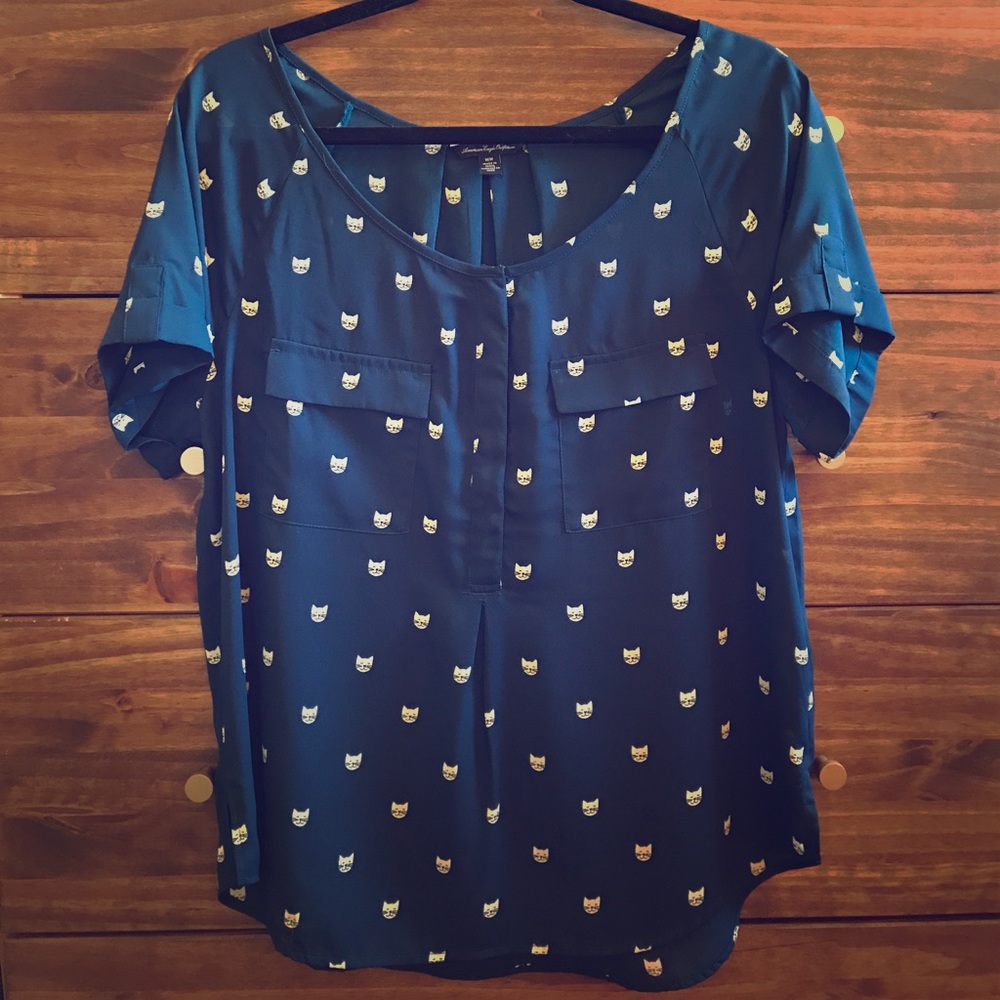 American Eagle Outfitters - Cat Print Blouse