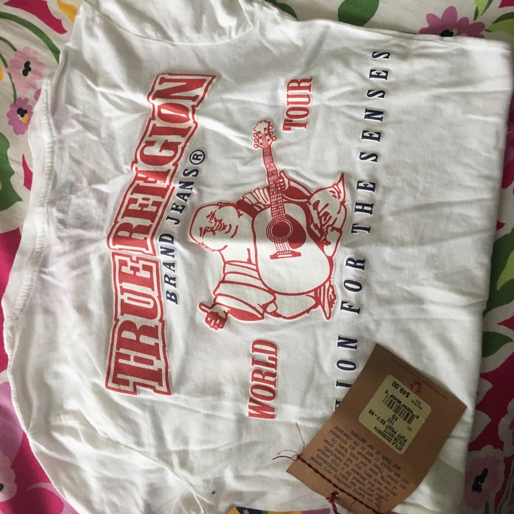 White True Religion V-neck, size XS