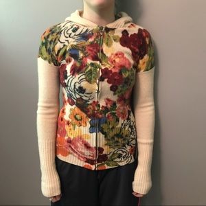 Anthropologie Moth Floral Hoodie Jacket Hooded