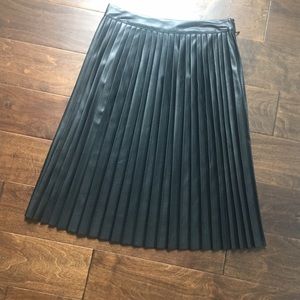 Faux Leather Pleated Skirt