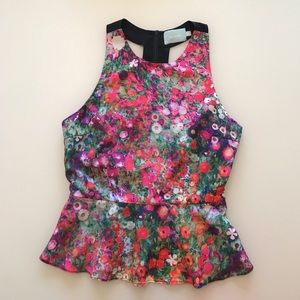 Skies are Blue Floral Peplum Tank