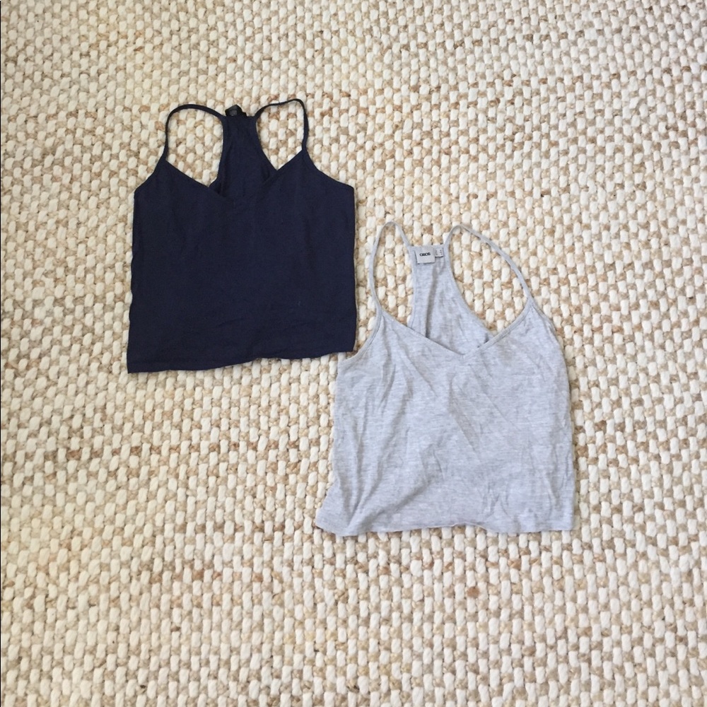 ASOS grey and navy crop top tank set