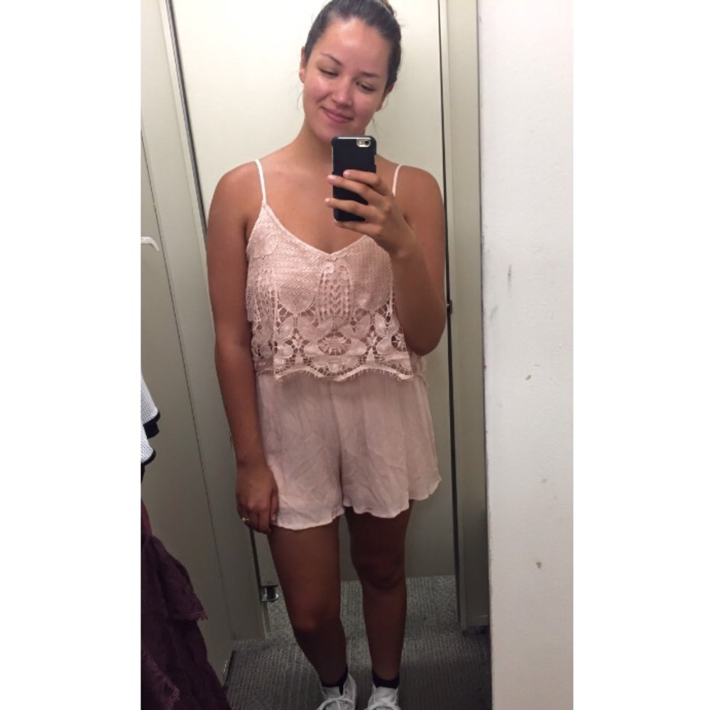 Pink lace romper