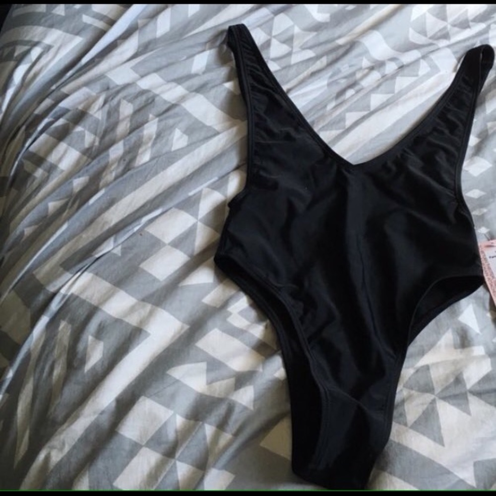 New High leg Low back Black Swimsuit!