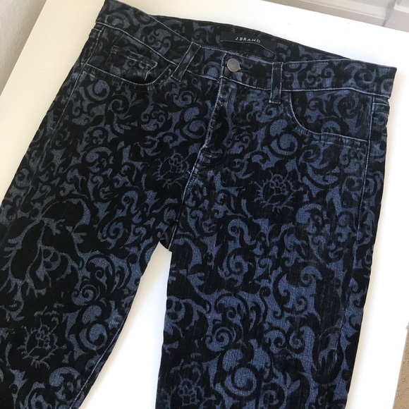 J Brand flocked velvet denim jeans - Picture 1 of 3