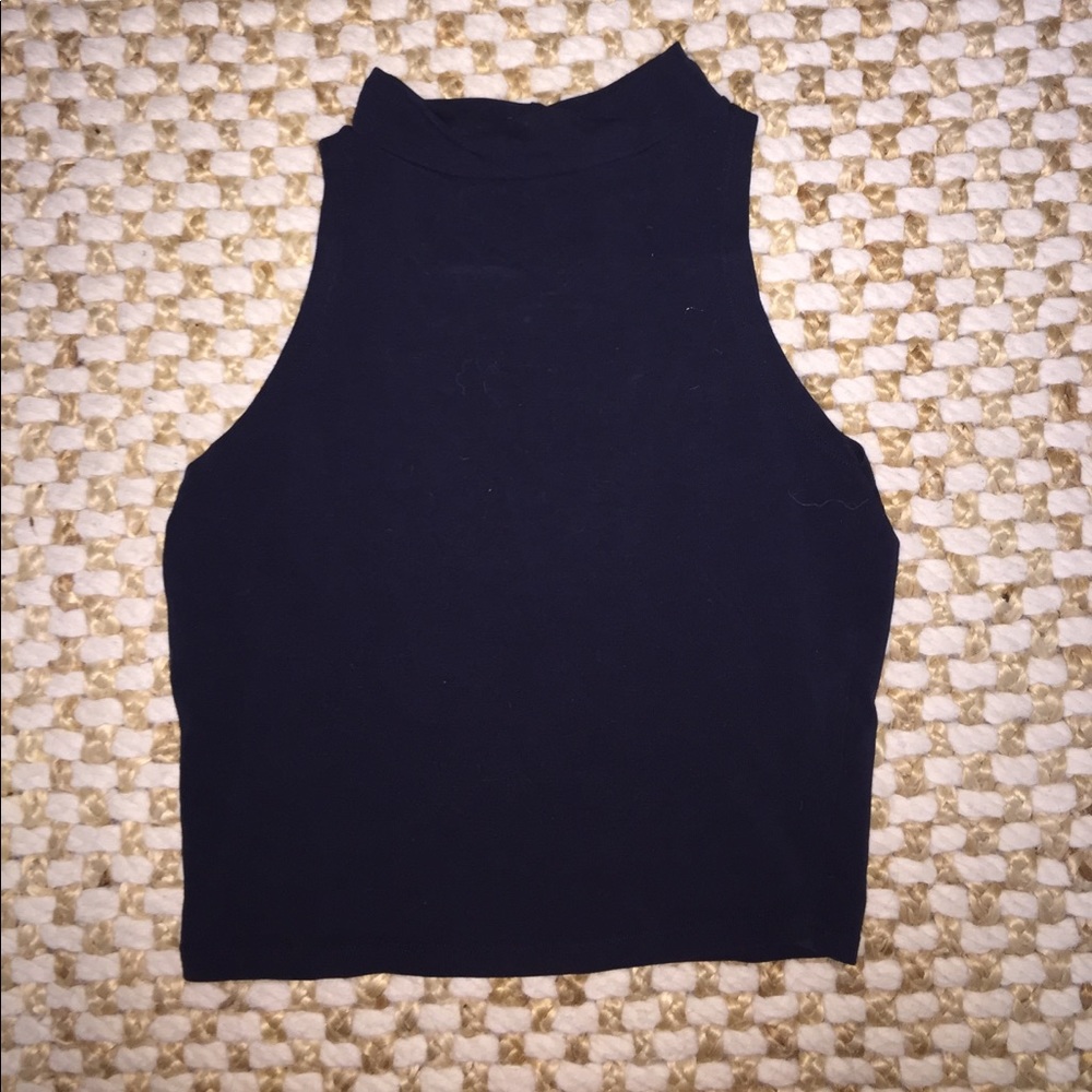 ASOS turtle neck crop top tank - navy blue