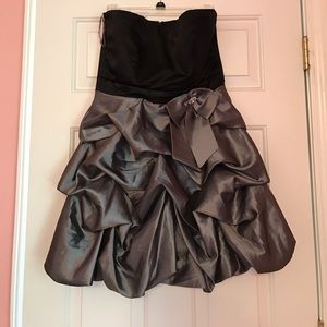 Strapless Black and Silver Formal Dress