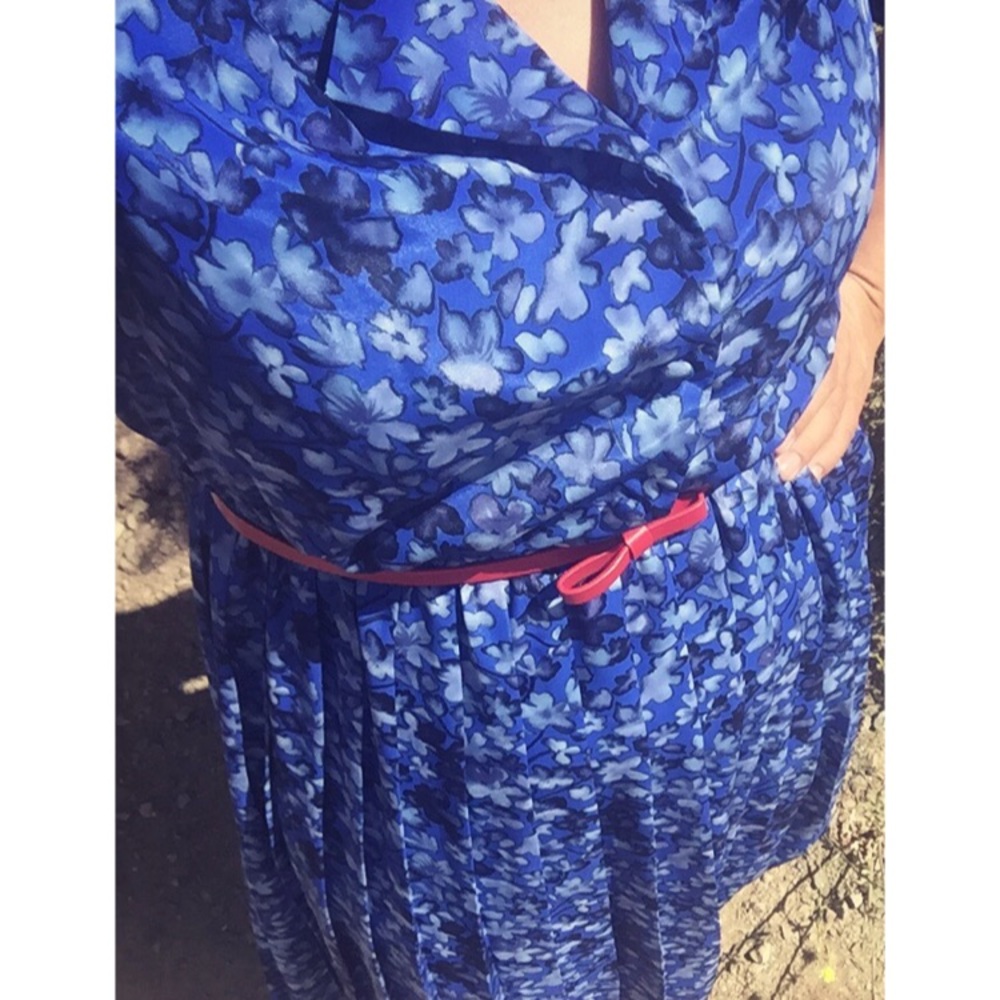 1980's Leslie Fay" Blue Dress.
