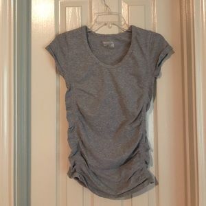 Athleta light gray double side ruched shirt