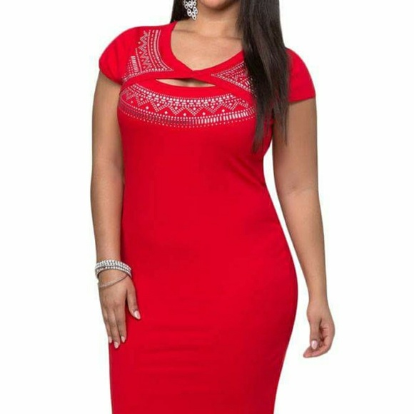 Curvy Cut Out Foil Dress - Picture 1 of 2