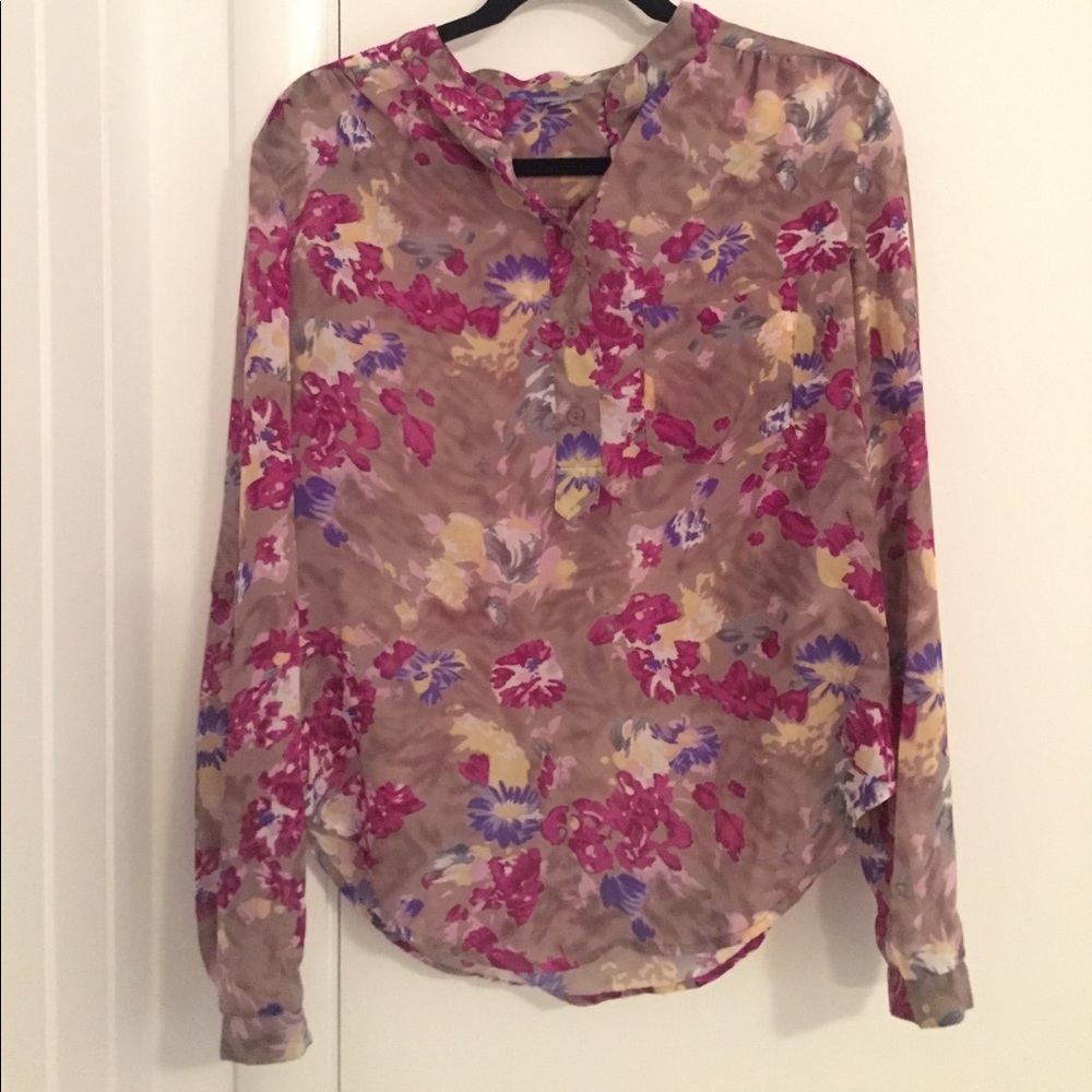 Floral semi-sheer top