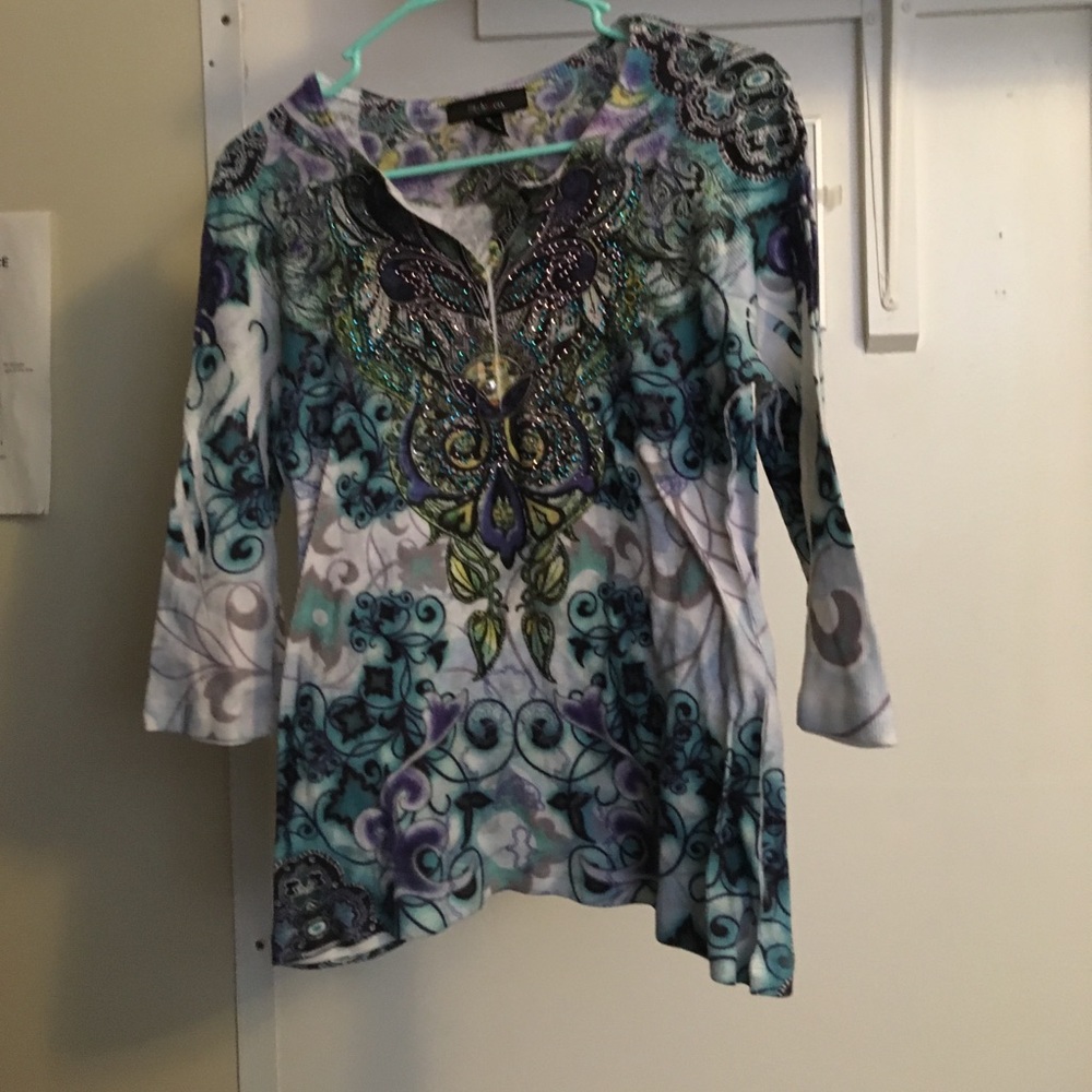 Bejeweled, half-sleeved shirt