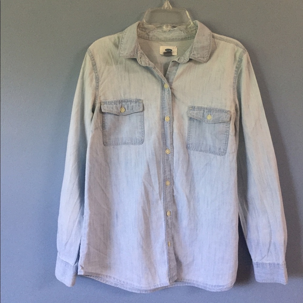 Light wash denim button up shirt