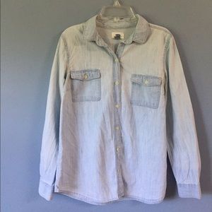 Light wash denim button up shirt