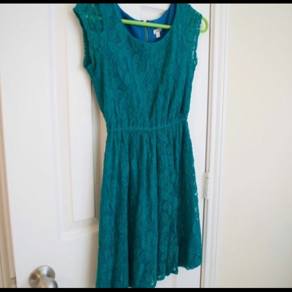Short sleeved, Lace teal dress