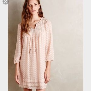 Anthropologie One September Pink Pheasant Dress S