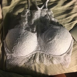 Victoria secret lace high neck white bralette