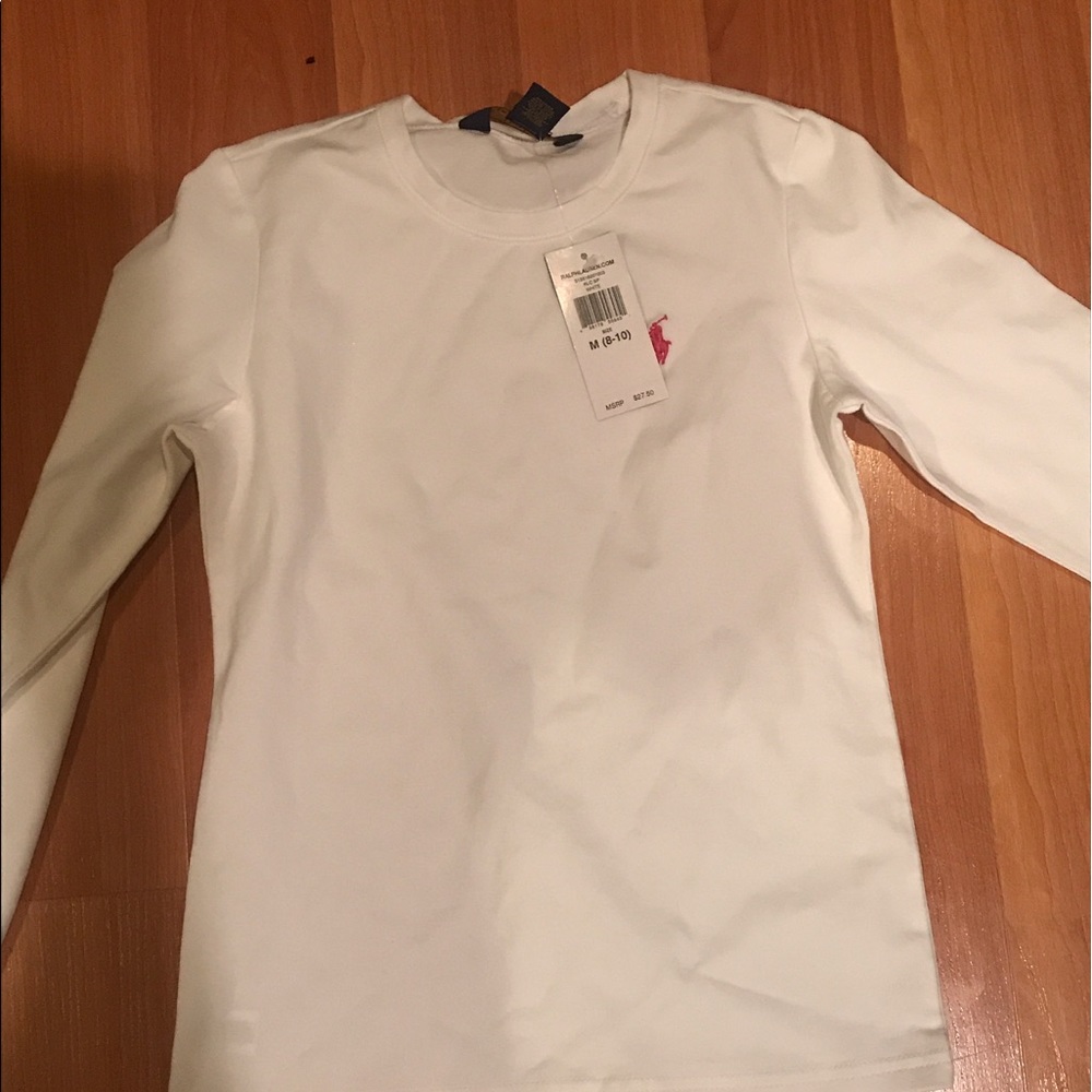 Girls long sleeve white top, pullover