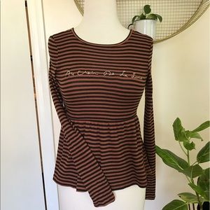Urban Outfitters striped babydoll knit tee