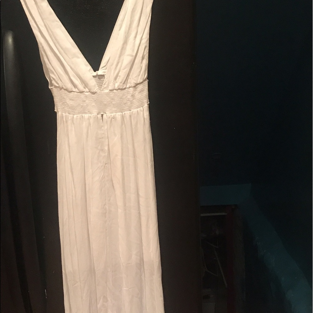 Maxi deep V neck empire waist dress size L