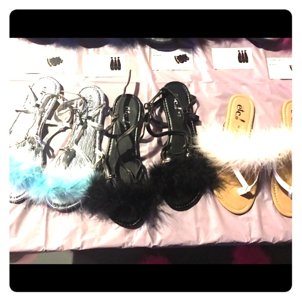 Furry slide sandals