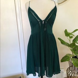 Free People evergreen deep v slip dress
