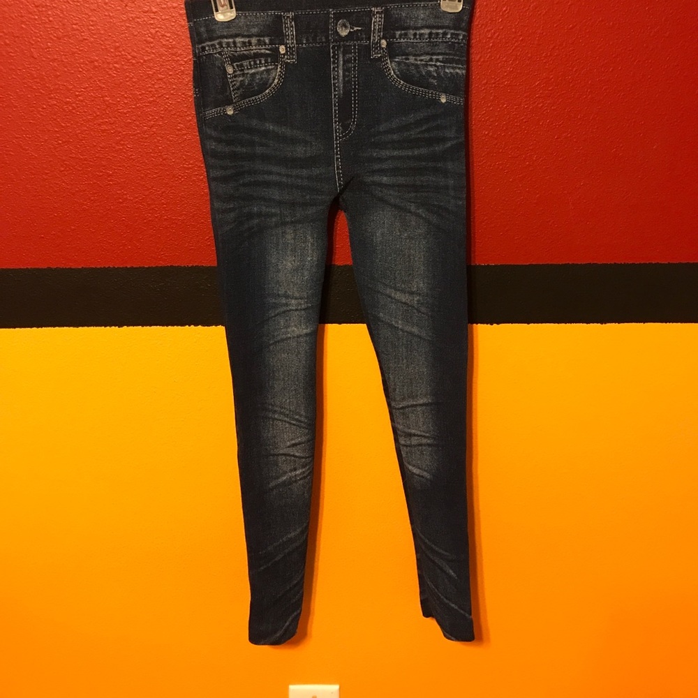 ShoSho dark blue acid wash junior leggings.