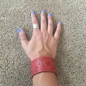 Red leather cuff