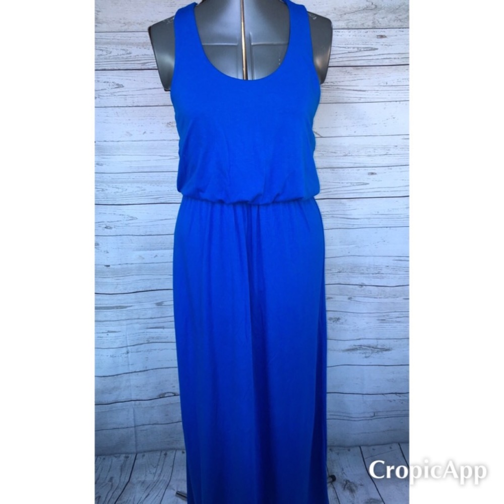 MIX & CO Blue Dress Long Beach Stretch Casual