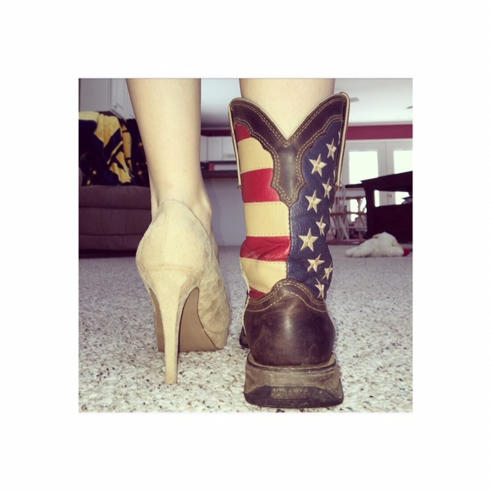 Tan velvet heels