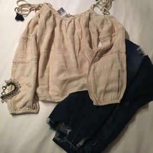 Cream off the shoulder top