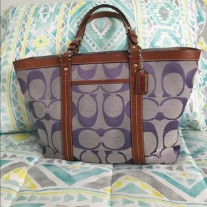 Purple and Brown Leather Coach Bag