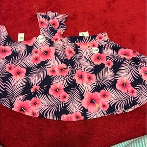 NWT PINK tropical flower skirt outfit