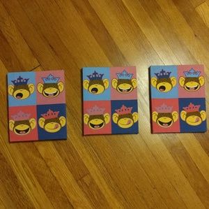 3 x Monkey Wall Decor for Girls Room