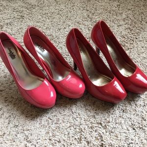 Two pairs of shiny pumps