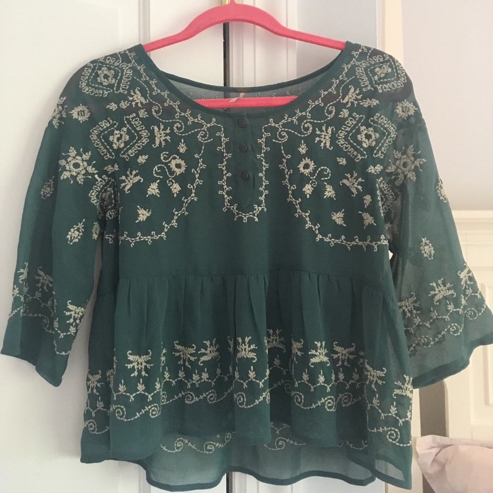 Free People, never-worn, semi-sheer top