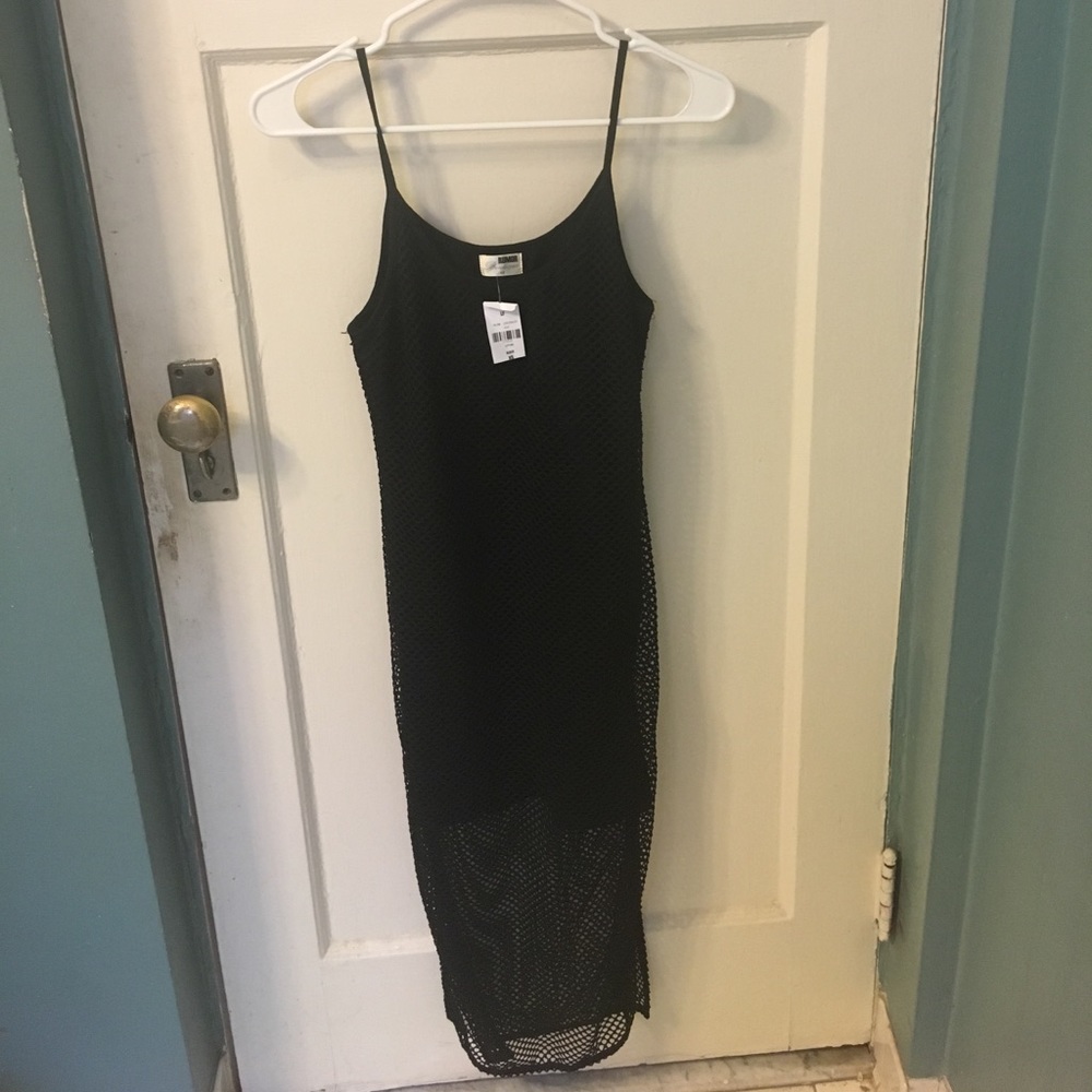LF mesh black bodycon midi dress sz XS