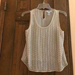 Beaded high low cream XS shirt