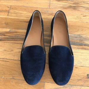 J. Crew suede loafers in navy blue