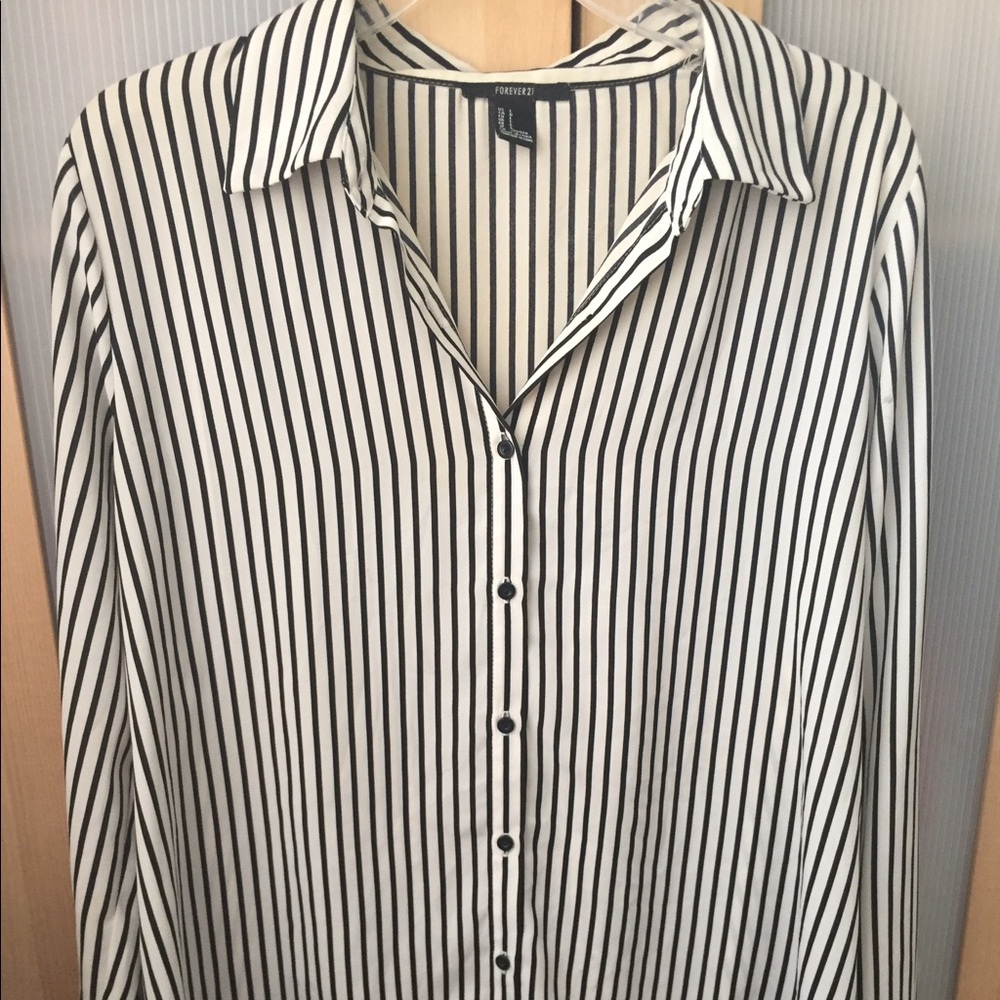 Striped long sleeve shirt.