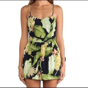 GREYLIN lace up and zip up floral romper
