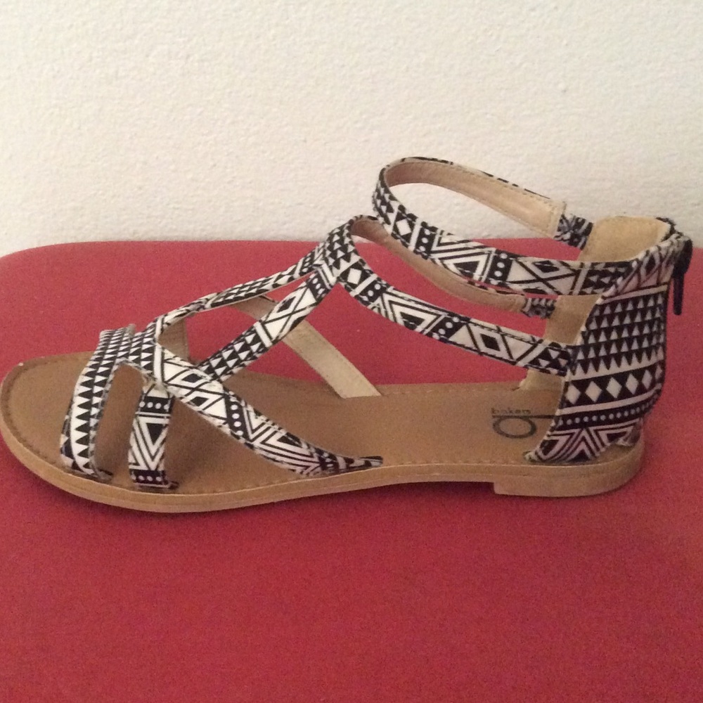 Black and white sandals