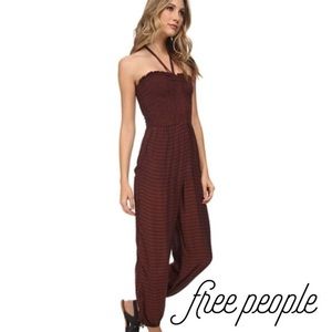 XSFree People rust red navy stripe jumpsuit/romper