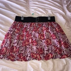 Pink and Purple Floral Mini-Skirt