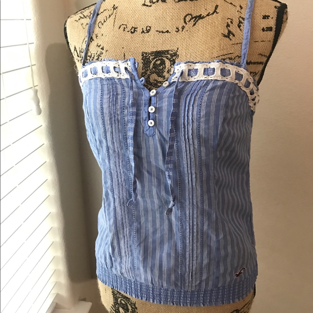 Hollister Blue and White Striped Tank