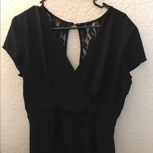 Black shorts romper with lace back