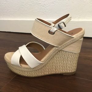 MIS white wedge sandals