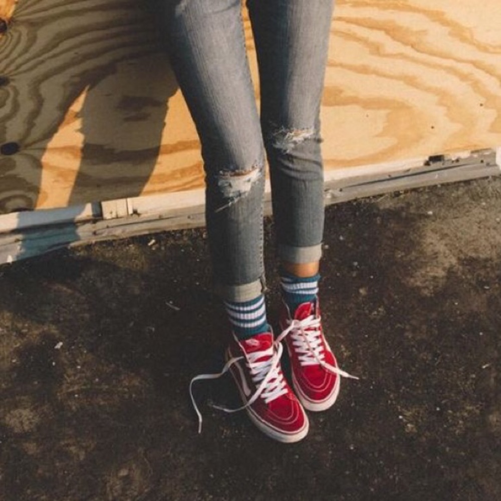Red Sk8 Hi Vans