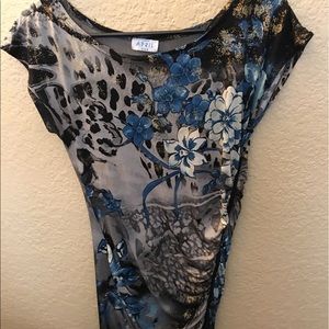 Blue and gold mini dress