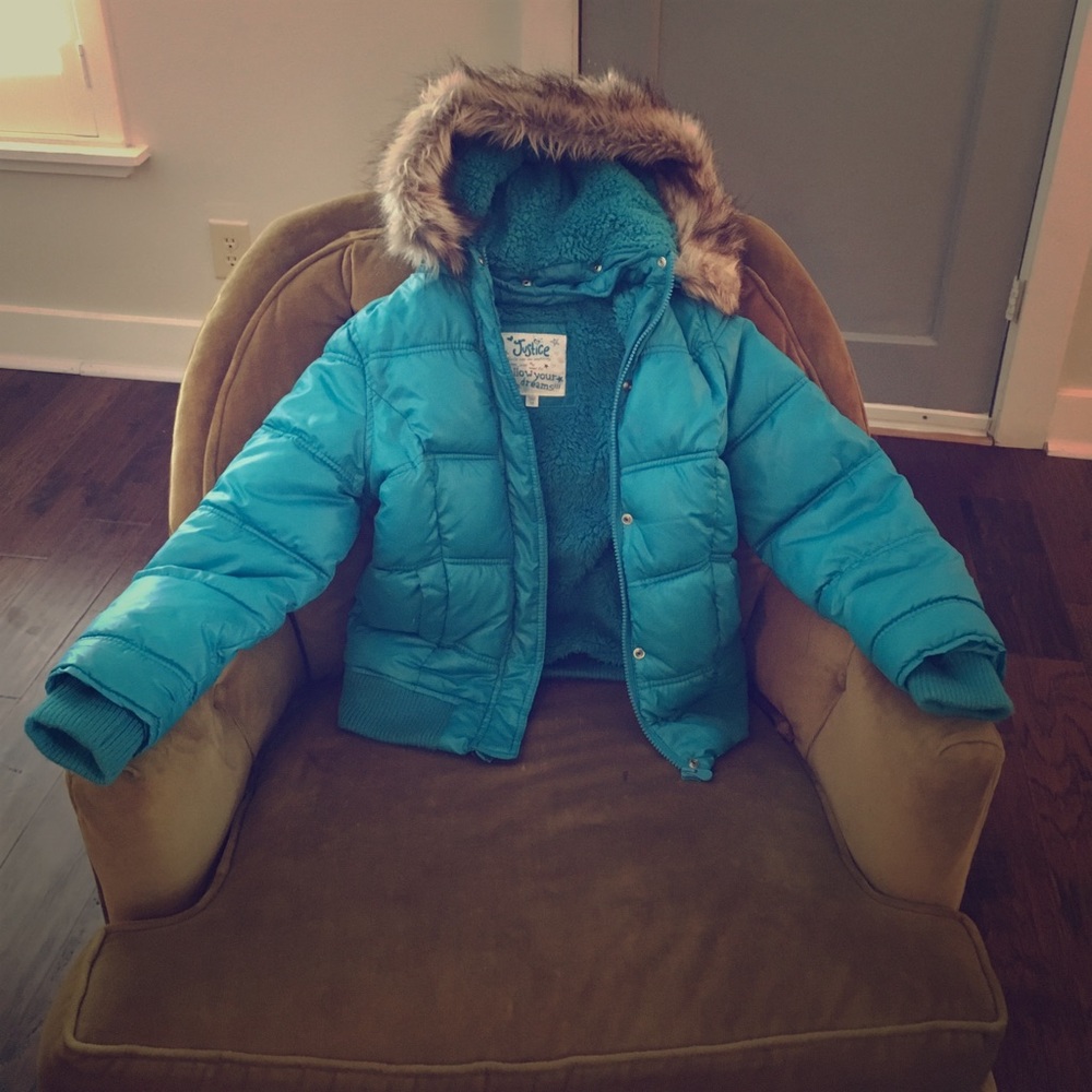 Justice Girls Faux Fur Puffer Jacket